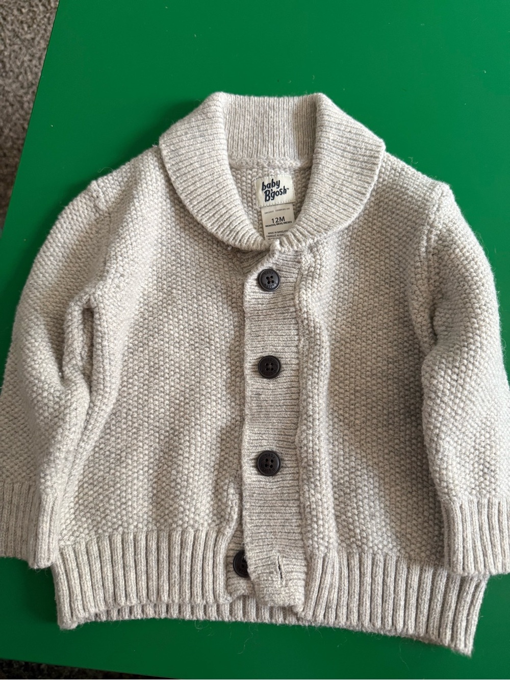 Oshkosh Cream Knit Button-Up Sweater 12 month